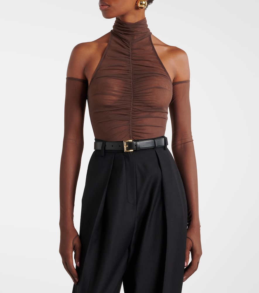  Alex Perry Alex Perry Ruched Sheer Bodysuit 