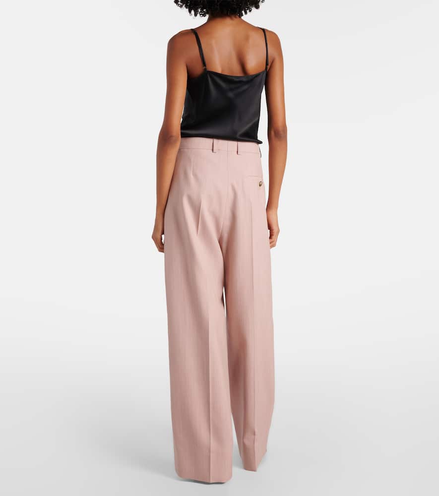 Stella Mccartney Wide Leg High Waist Trousers With Belt Loops In Pink