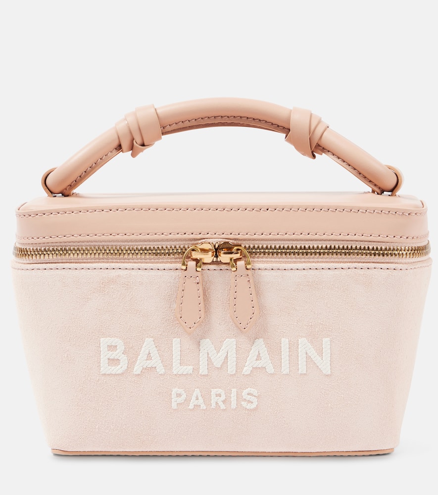 Balmain B-Army suede and leather vanity bag