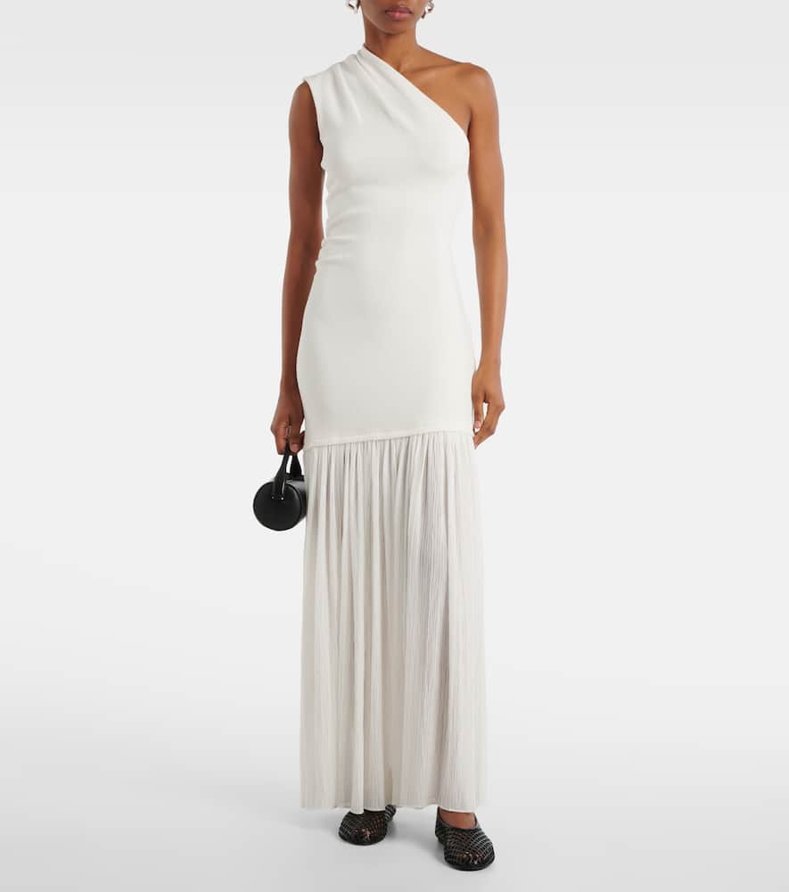 Proenza Schouler Cora Pleated Crepe Chiffon Long Dress In Ivory