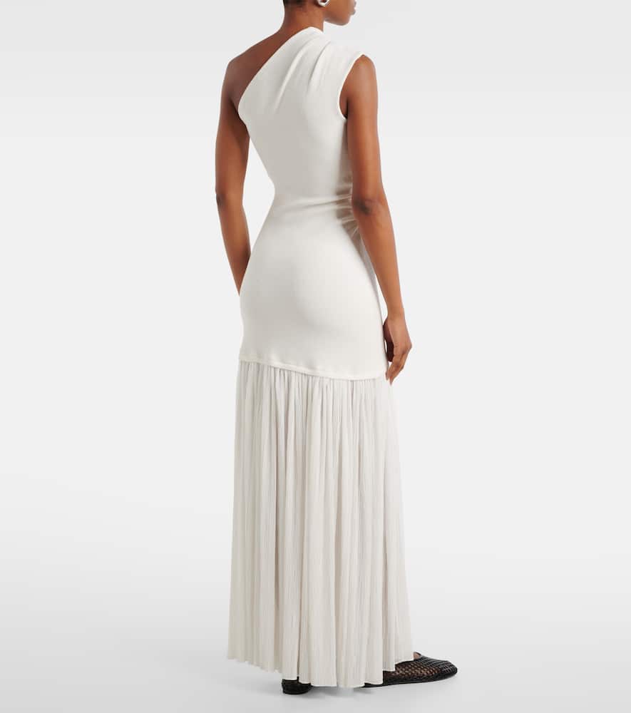 Proenza Schouler Cora Pleated Crepe Chiffon Long Dress In Ivory
