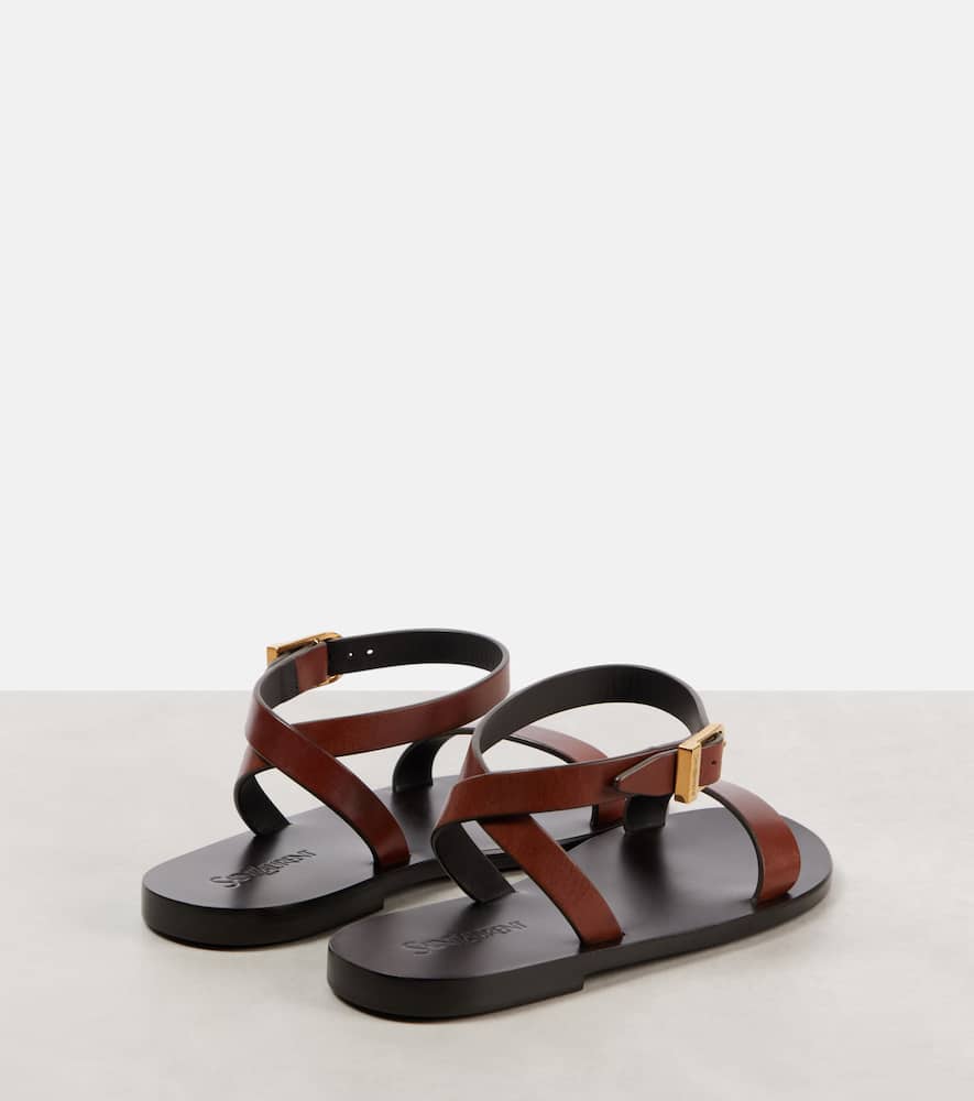 Saint Laurent Hardy Leather Sandals In Brown