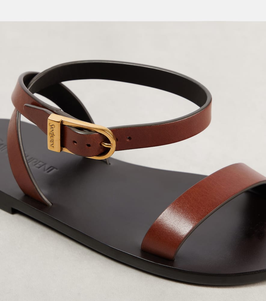 Saint Laurent Hardy Leather Sandals In Brown