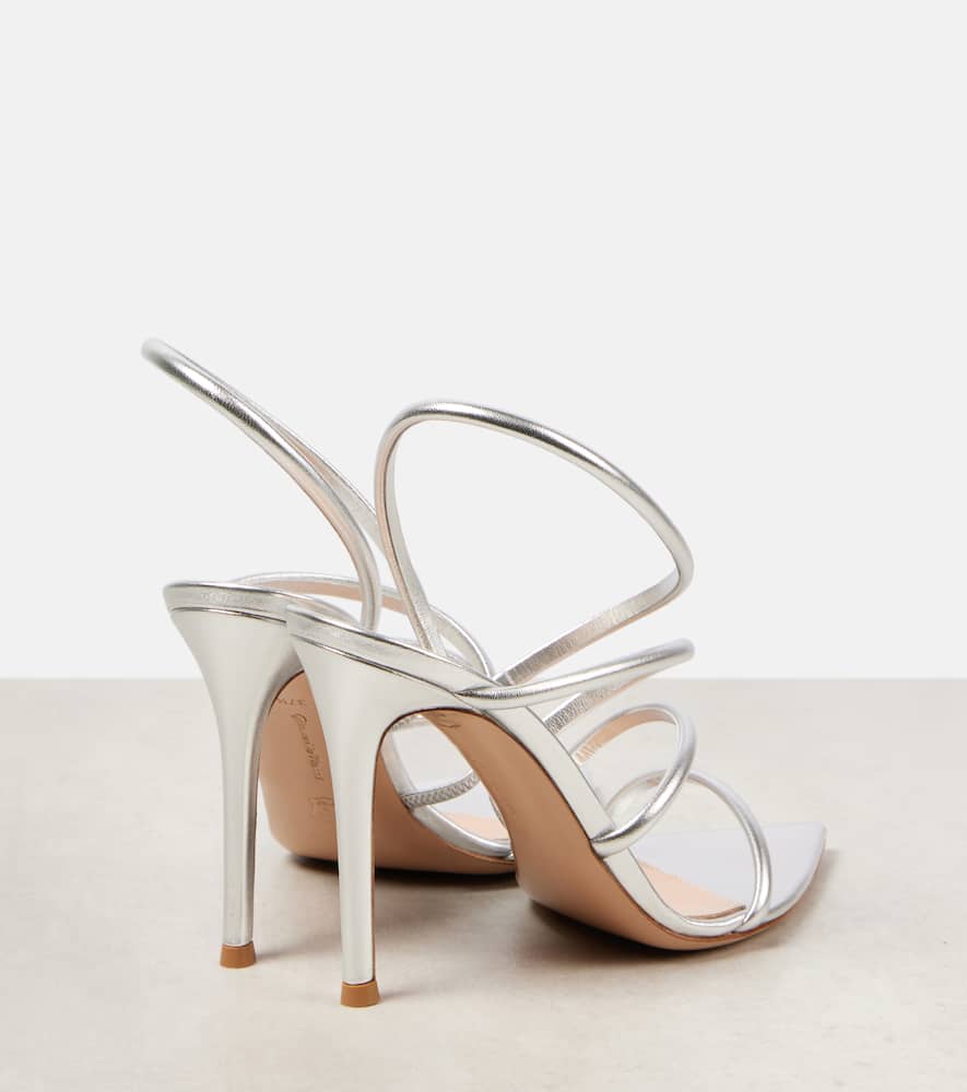 Gianvito Rossi Ettie 105 Stiletto Heel In Silk Silver In Metallic