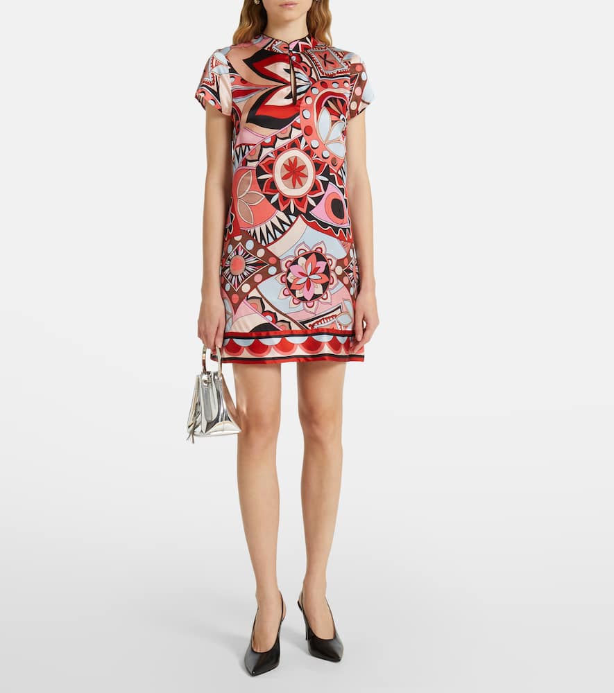 Rixo London Printed Silk Minidress In Red