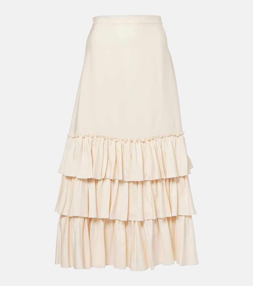 Ruffled silk maxi skirt