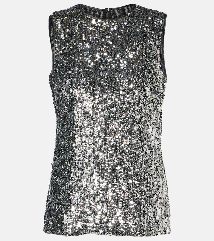 Dolce & Gabbana Paillette Embellished Tank Top In Silver