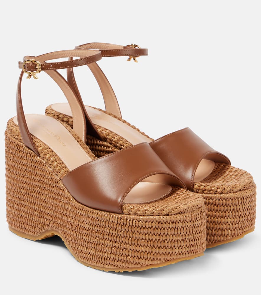 Leather platform espadrilles