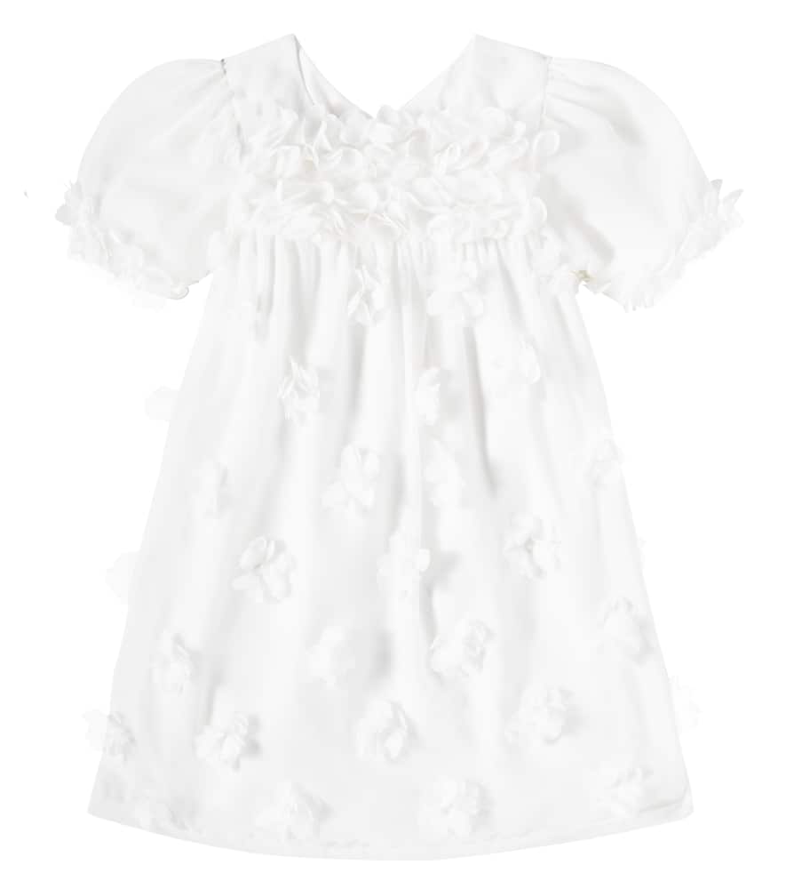 Patachou Floral-appliqué Chiffon Dress In White
