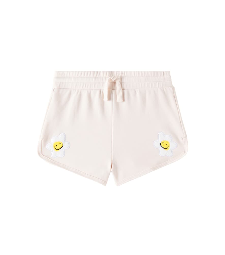 Stella Mccartney Patch-appliqué Cotton Jersey Shorts In Neutral