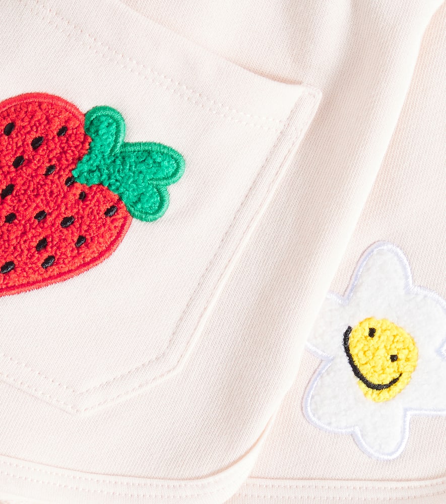 Stella Mccartney Patch-appliqué Cotton Jersey Shorts In Neutral