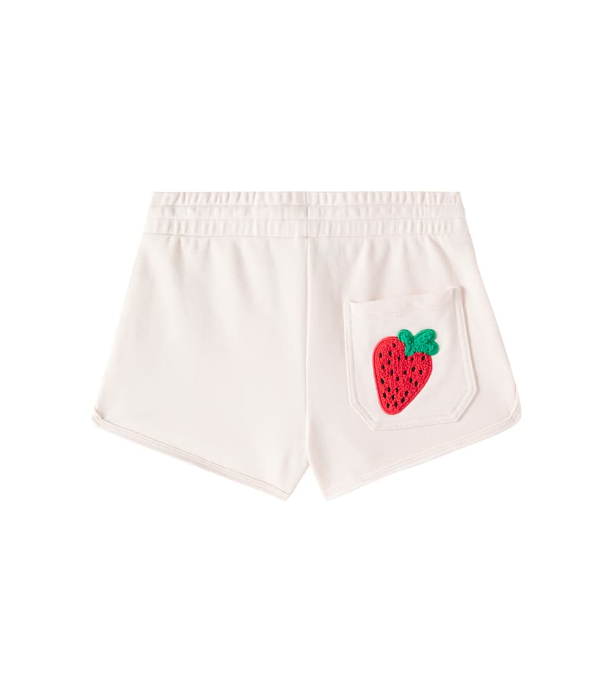 Stella Mccartney Patch-appliqué Cotton Jersey Shorts In Neutral
