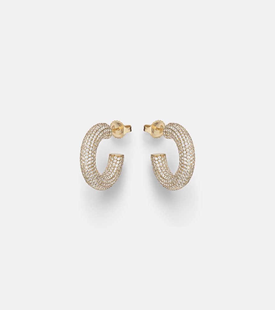 Sydney Evan Puffy 14kt gold hoop earrings with diamonds