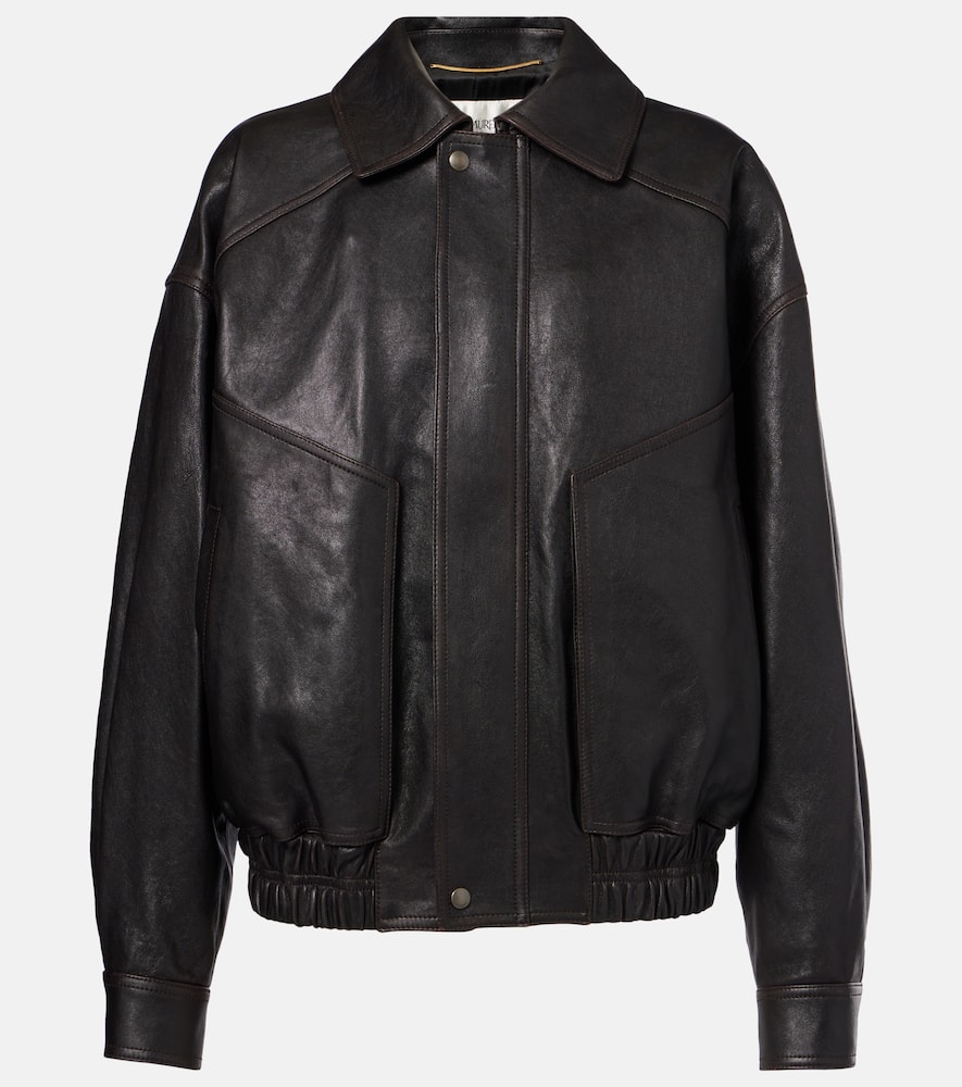 Leather bomber jacket