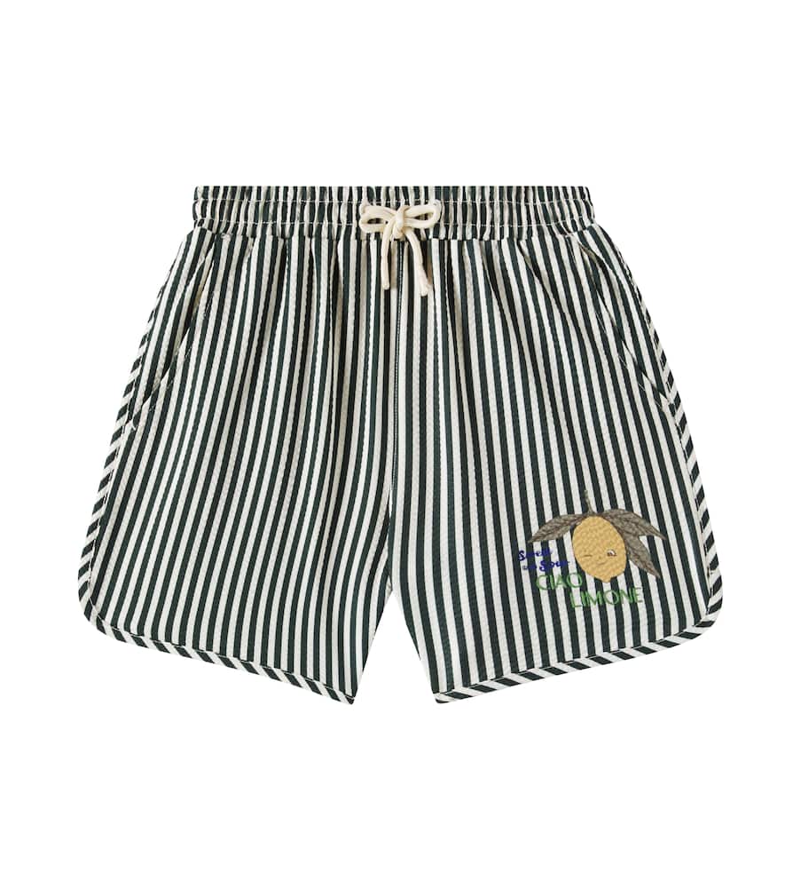 Konges Slojd Seer Asnou Striped Seersucker Swim Trunks In Multicolor
