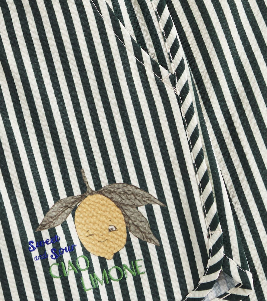 Konges Slojd Seer Asnou Striped Seersucker Swim Trunks In Multicolor