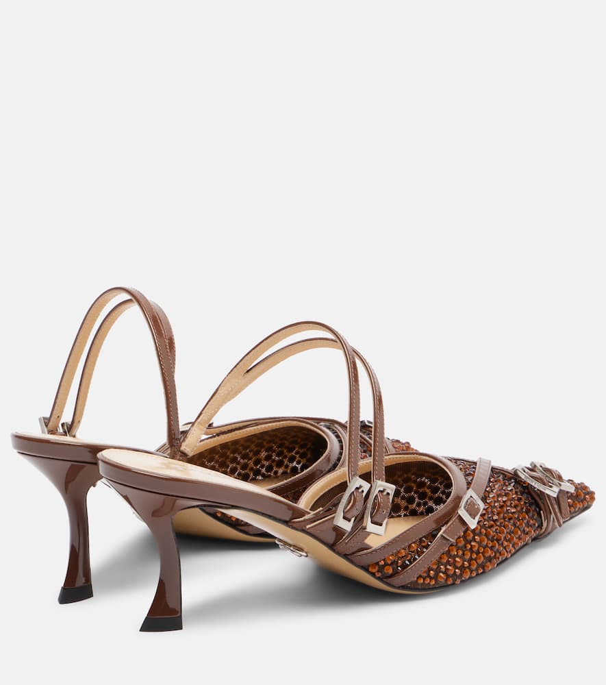 Mach&mach Mules Crystal Net 65 Mit Leder In Brown