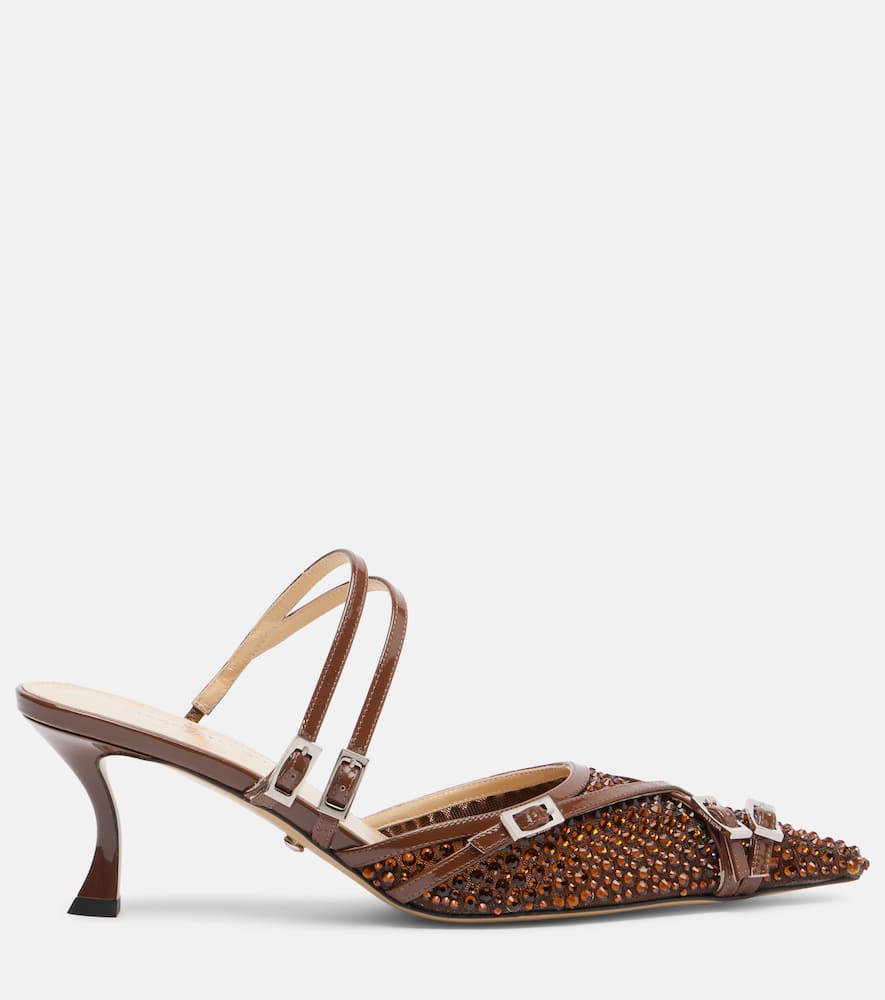 Mach&mach Mules Crystal Net 65 Mit Leder In Brown