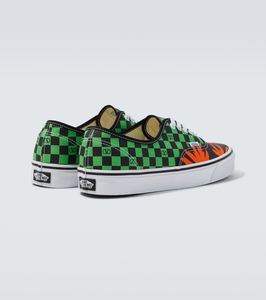 Valentino Garavani And Vans Low-top Fabric Trainer With Vlogo Checkerboard Print And Tropical Leaves In Multi