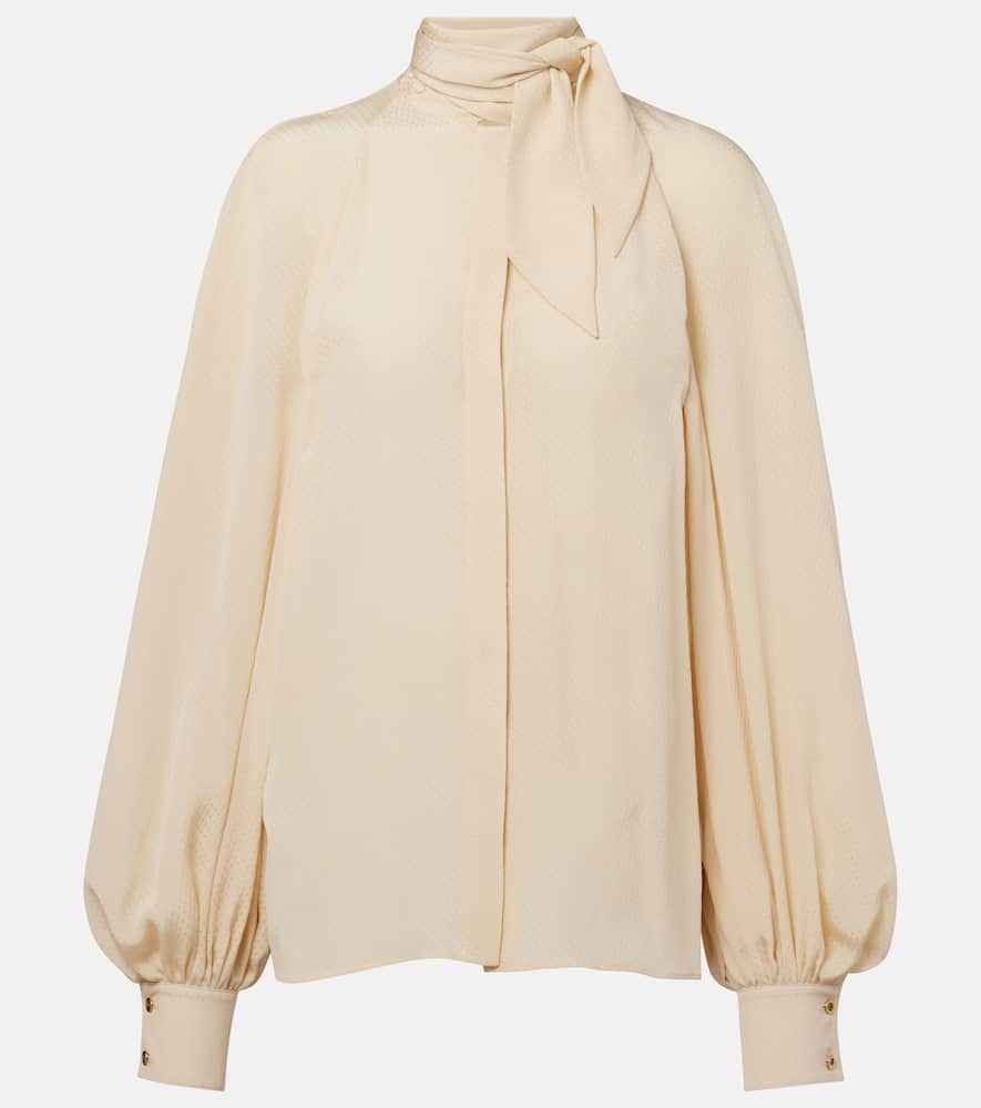 Loro Piana Valmy Tie-neck Silk Blouse In Sand