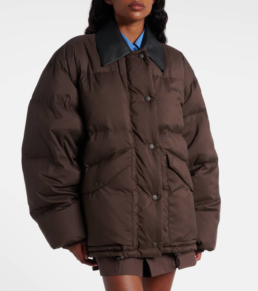 Miu Miu Down Jacket In Brown