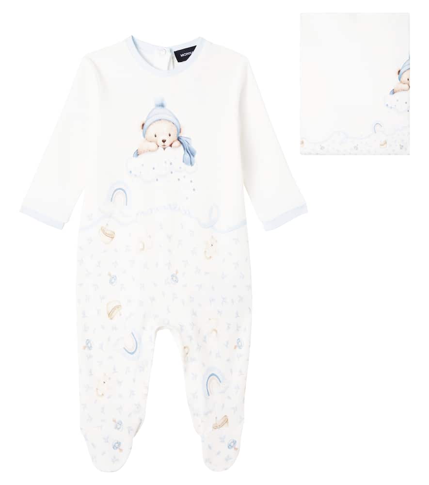 Monnalisa Baby Printed Cotton Onesie And Blanket In Multi