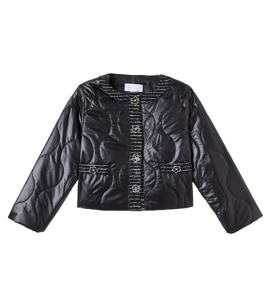 Patachou Quilted Tweed-trimmed Jacket In Black