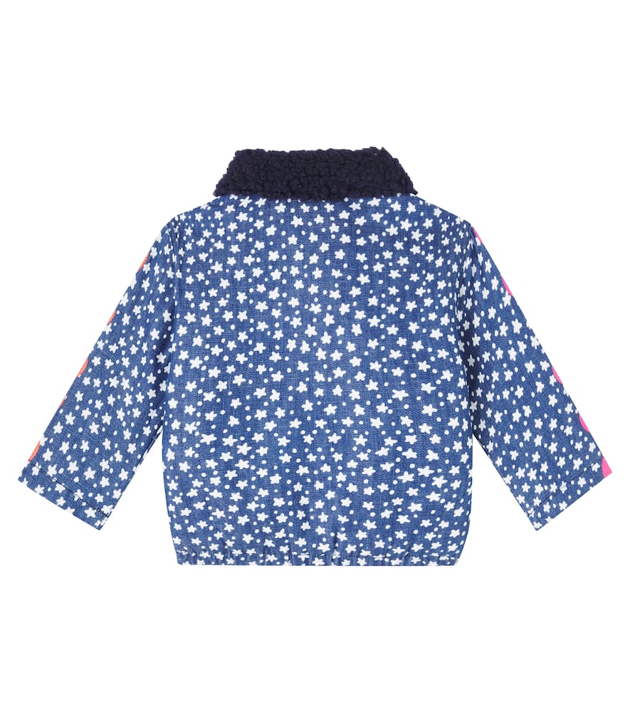 Stella Mccartney Baby Printed Teddy-trimmed Denim Jacket In Blue