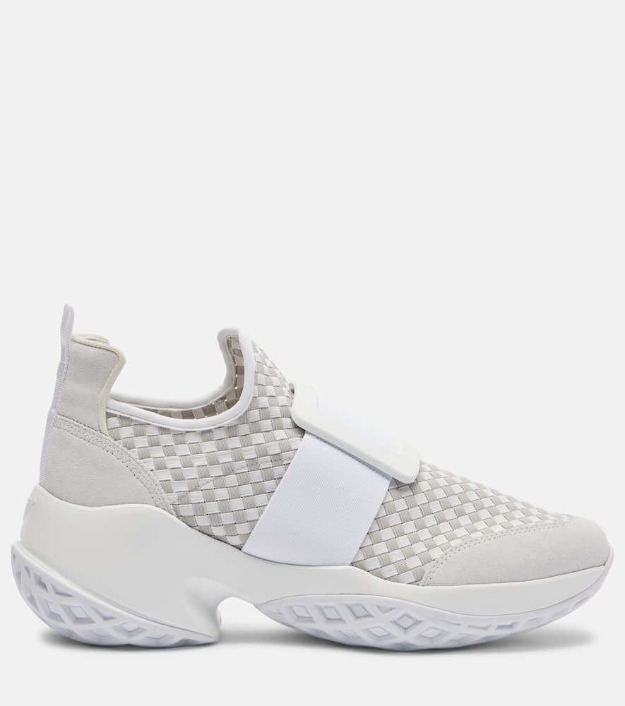 Roger Vivier Viv' Run Woven Sneakers In White