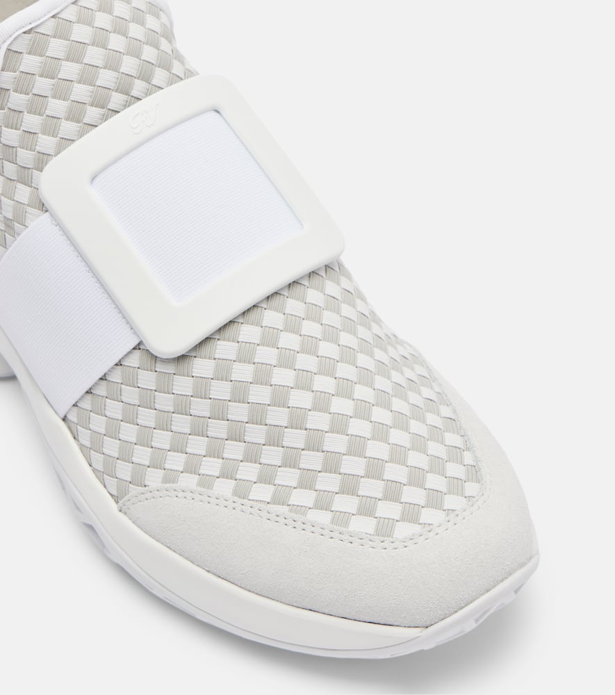Roger Vivier Viv' Run Woven Sneakers In White