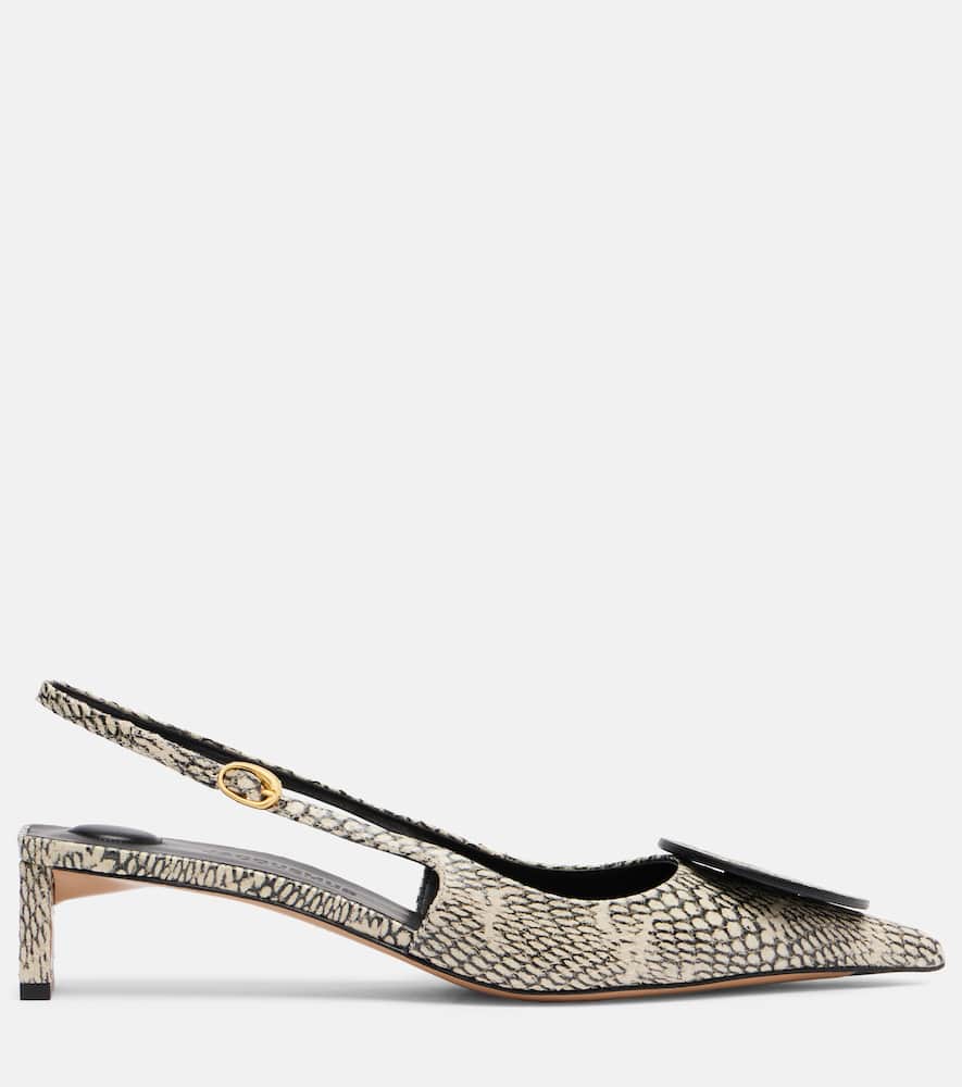 Jacquemus Duelo Snake-effect Leather Slingback Pumps In Animal Print