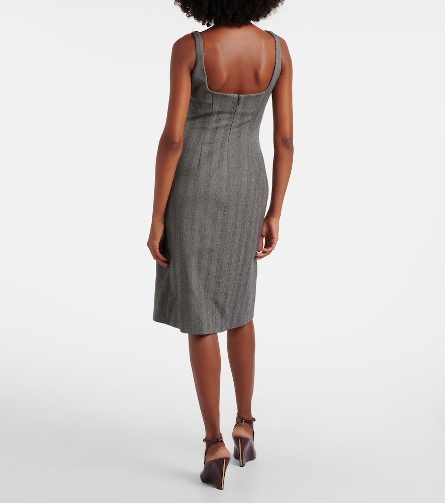  Ferragamo Ferragamo Chevron Wool-blend Midi Dress 