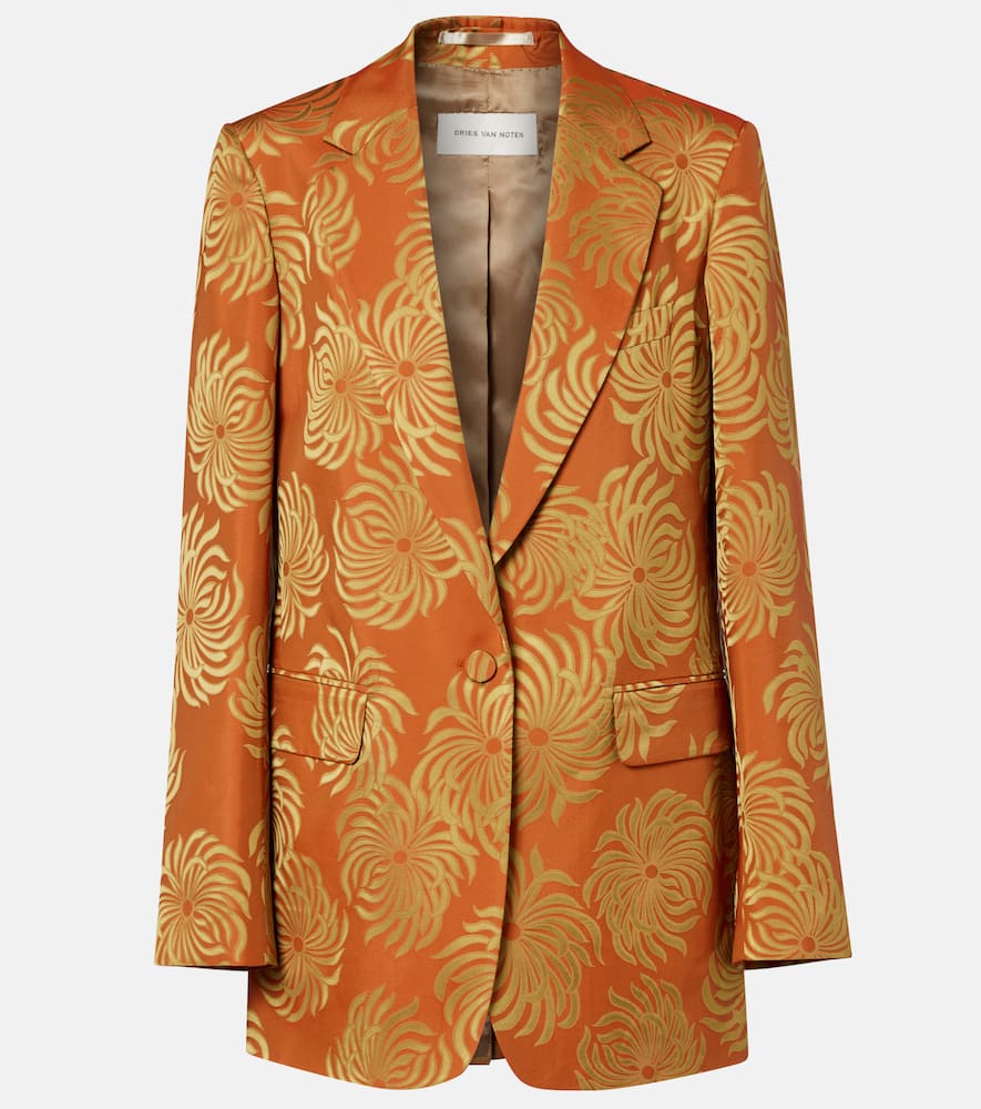 Dries Van Noten Floral Jacquard Blazer In Orange