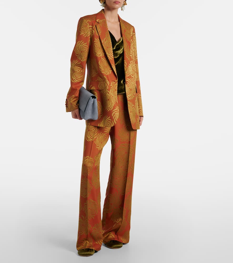 Dries Van Noten Floral Jacquard Blazer In Burgundy