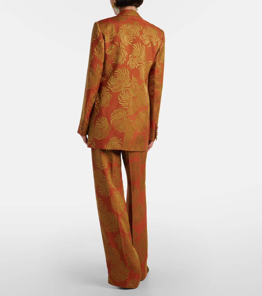 Dries Van Noten Floral Jacquard Blazer In Burgundy