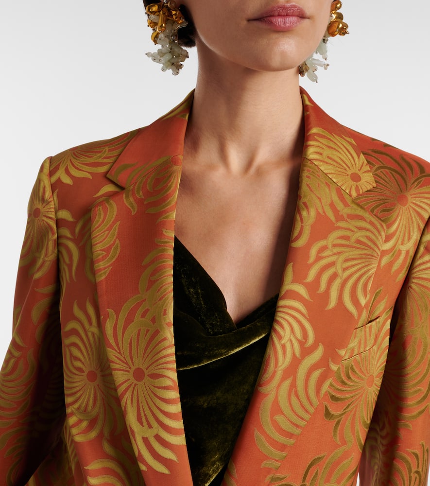 Dries Van Noten Floral Jacquard Blazer In Burgundy