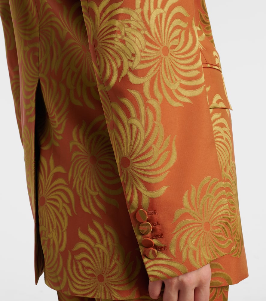 Dries Van Noten Floral Jacquard Blazer In Burgundy
