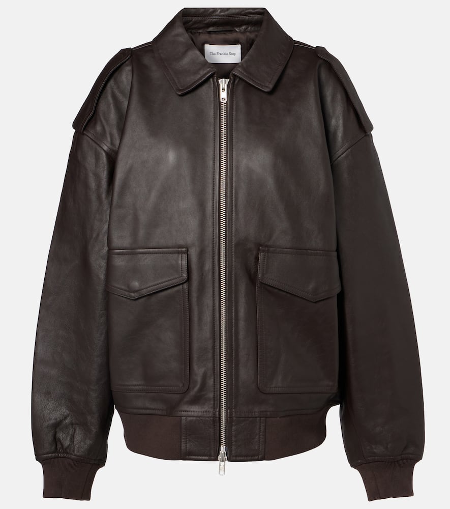 The Frankie Shop Viper Leather Jacket In Brown