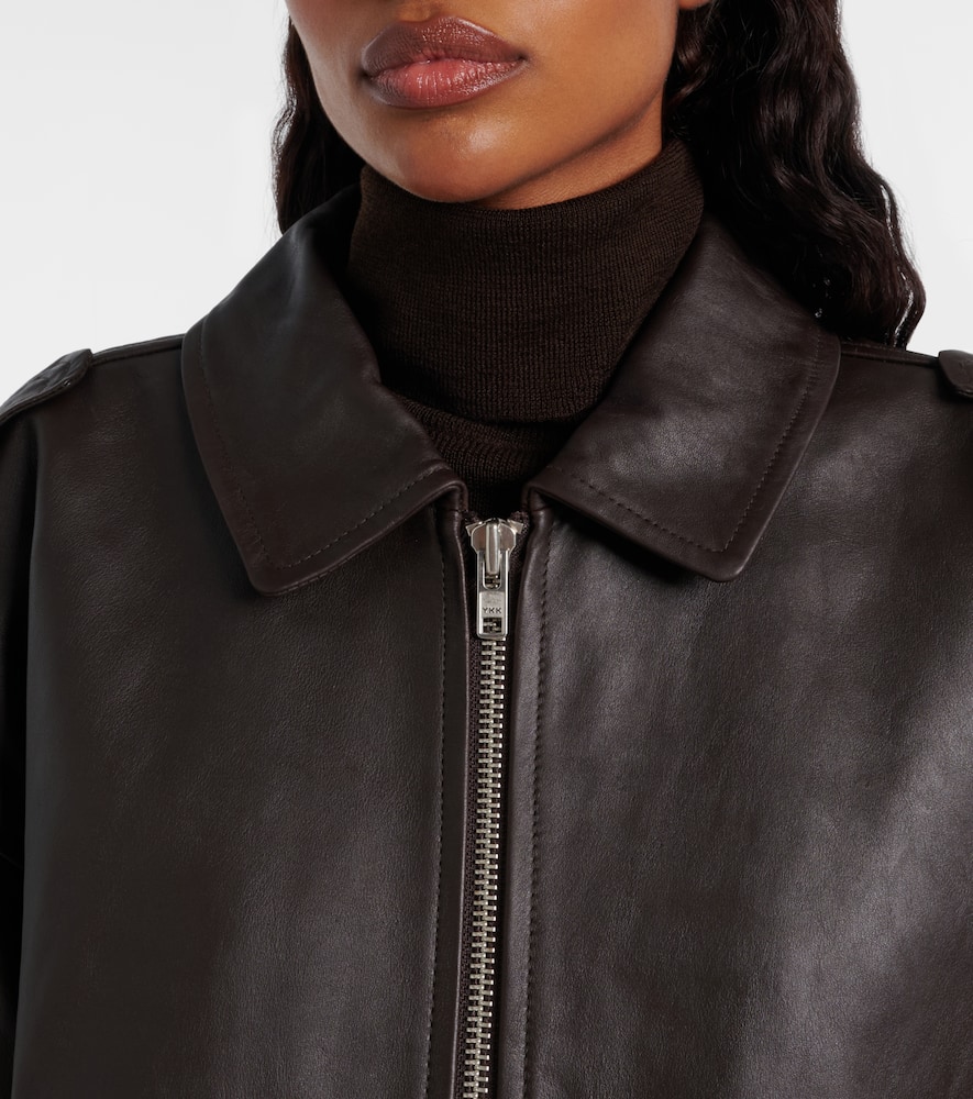 The Frankie Shop Viper Leather Jacket In Brown