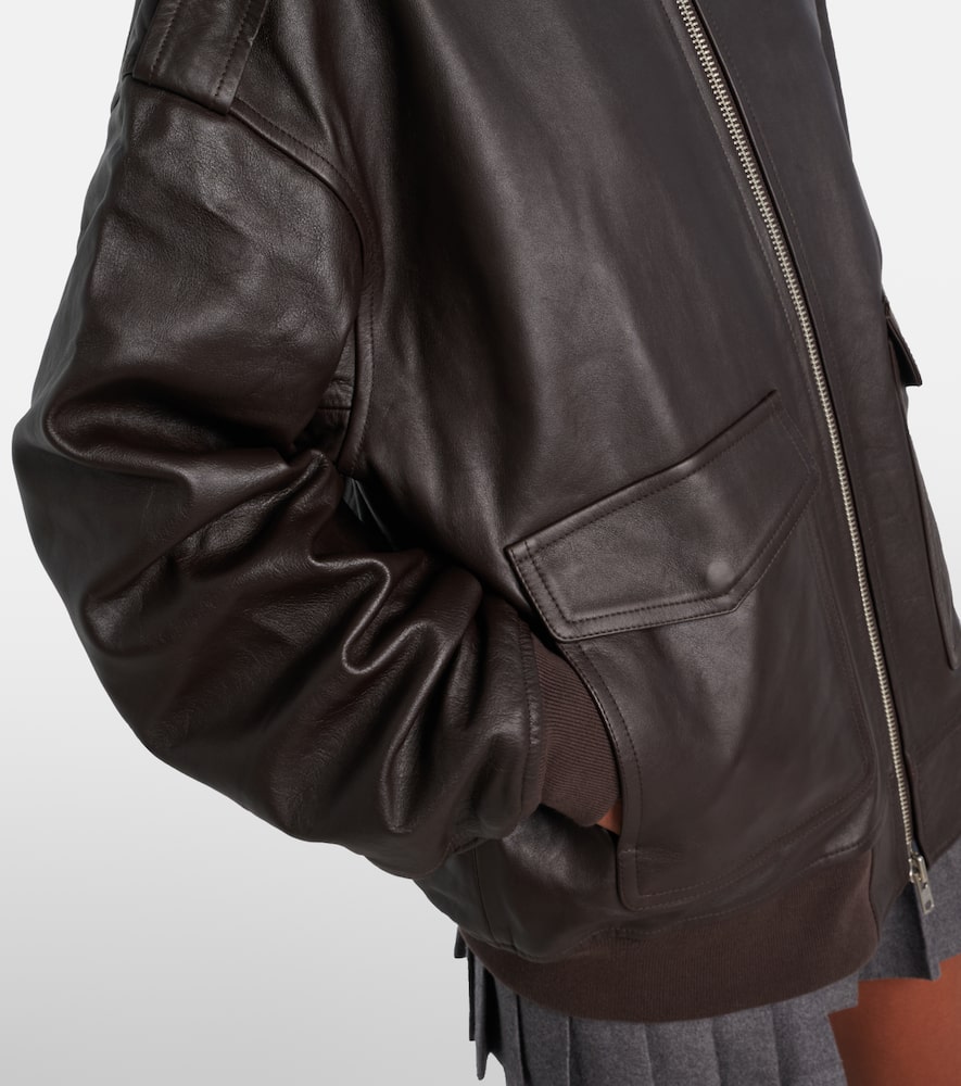 The Frankie Shop Viper Leather Jacket In Brown