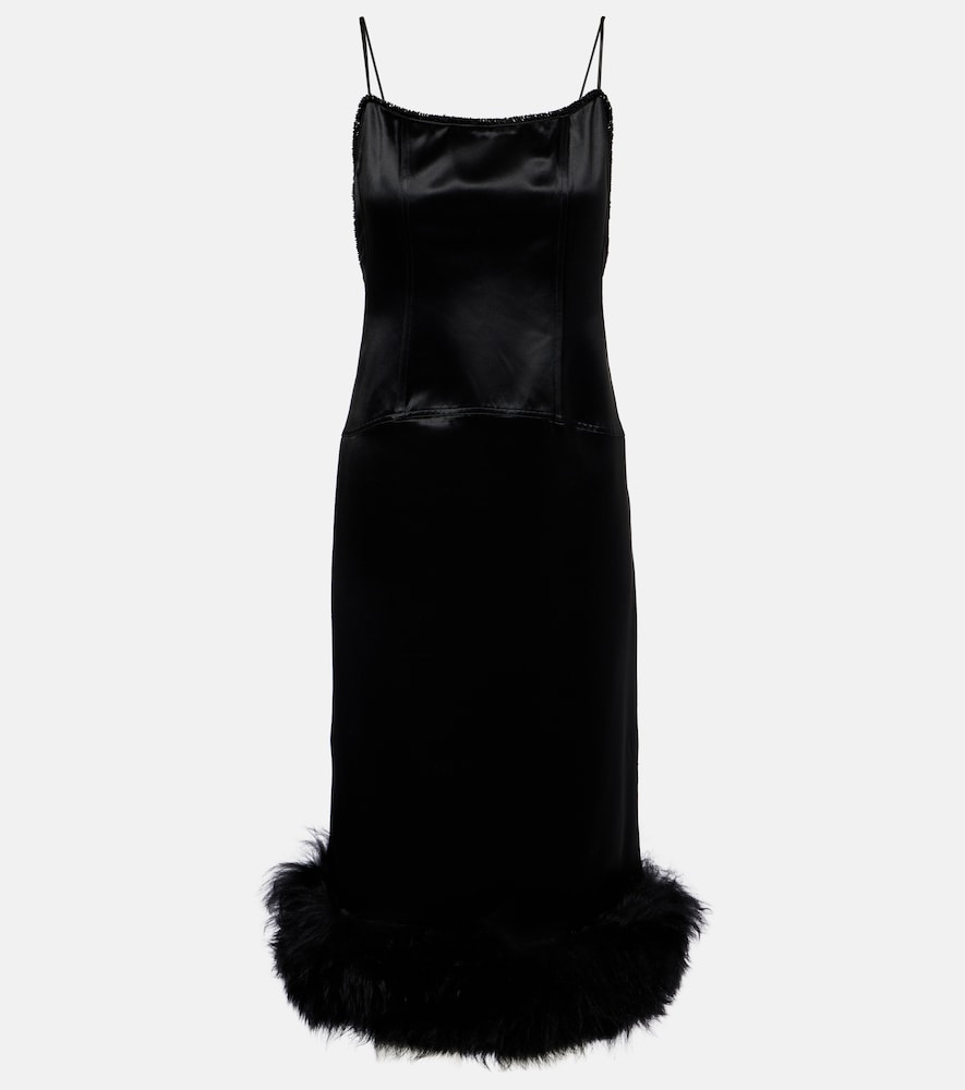 Jacques Wei Robe en satin et shearling