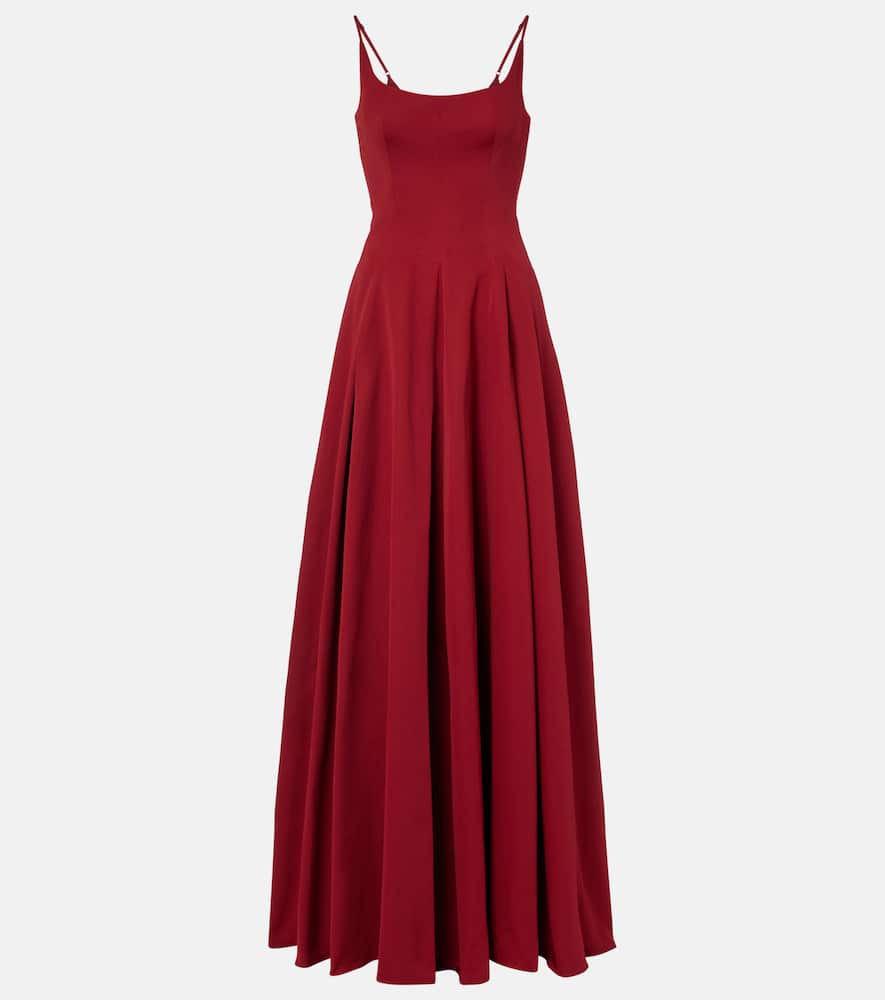 Staud Joy Pleated Cotton-blend Gown In Burgundy