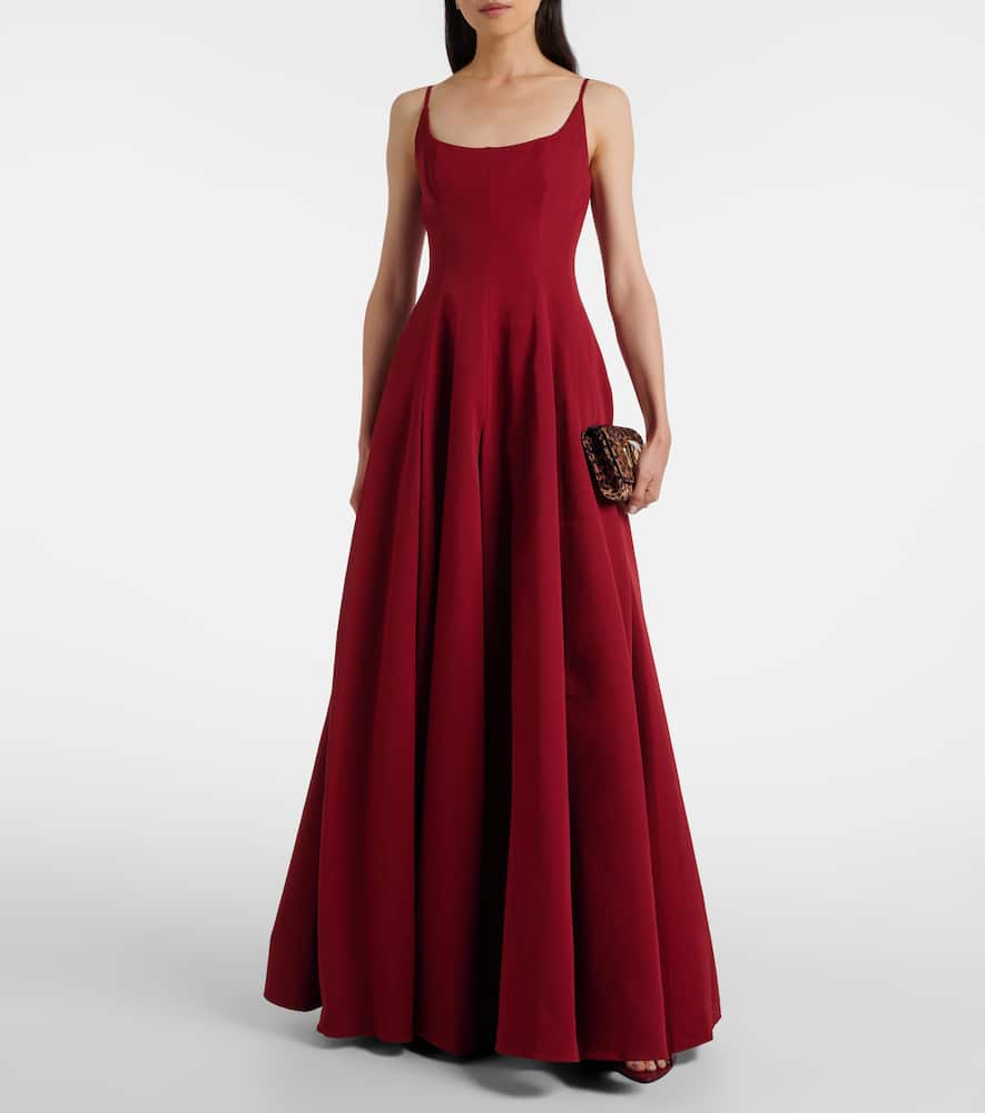 Staud Joy Pleated Cotton-blend Gown In Burgundy