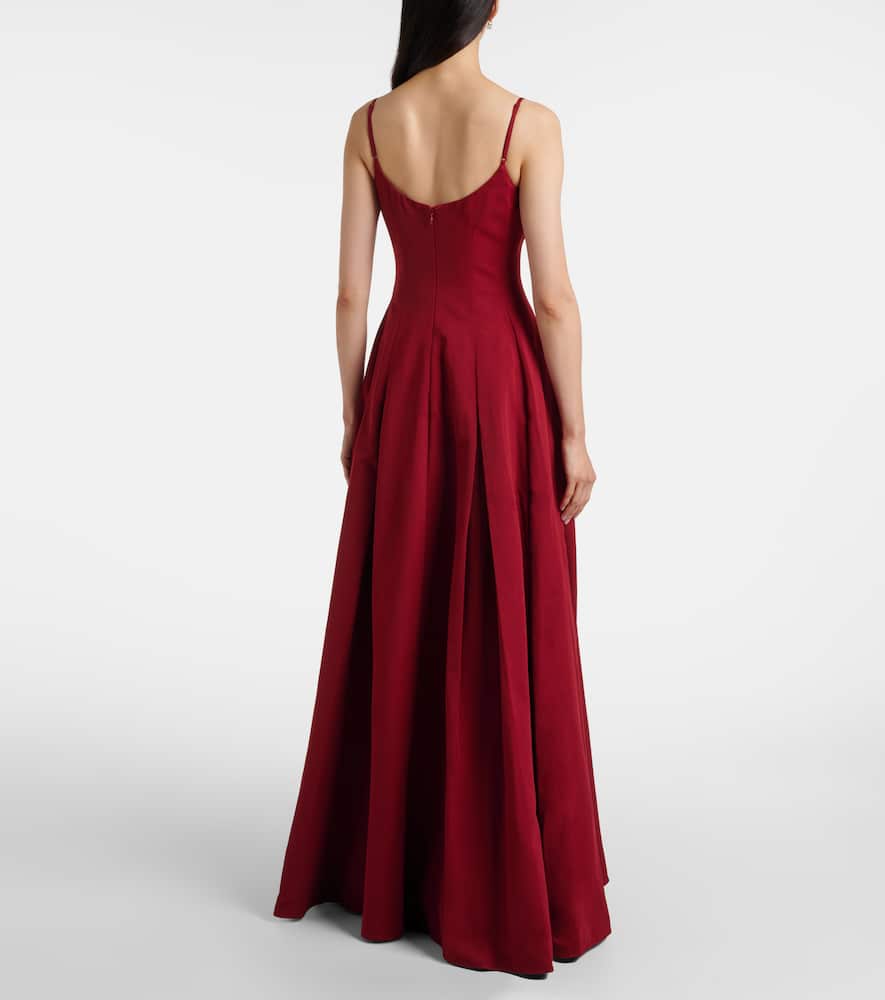 Staud Joy Pleated Cotton-blend Gown In Burgundy