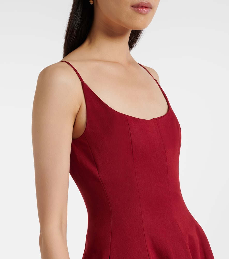 Staud Joy Pleated Cotton-blend Gown In Burgundy