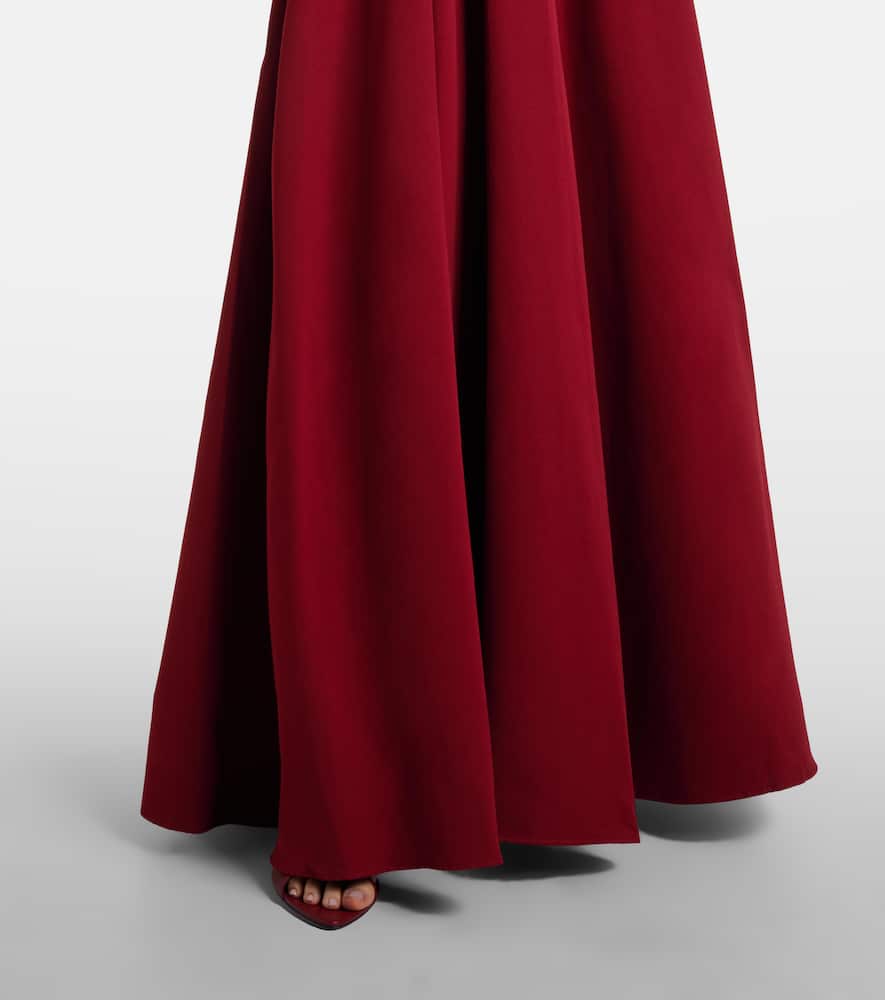 Staud Joy Pleated Cotton-blend Gown In Burgundy