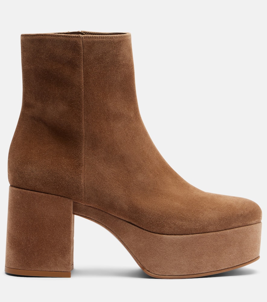 Gianvito Rossi 35 Suede Platform Ankle Boots In Brown