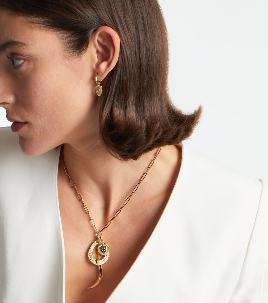 Foundrae Protection 18kt Gold Pendant Necklace With Diamonds In Gold