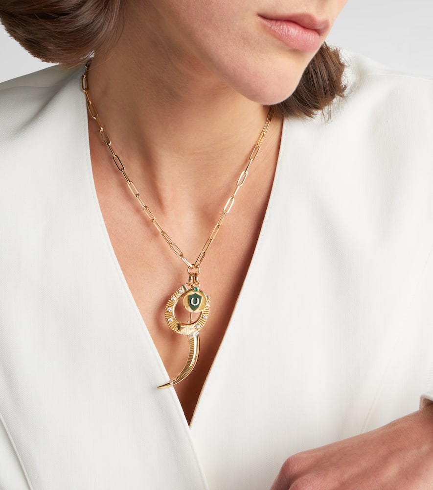 Foundrae Protection 18kt Gold Pendant Necklace With Diamonds In Gold