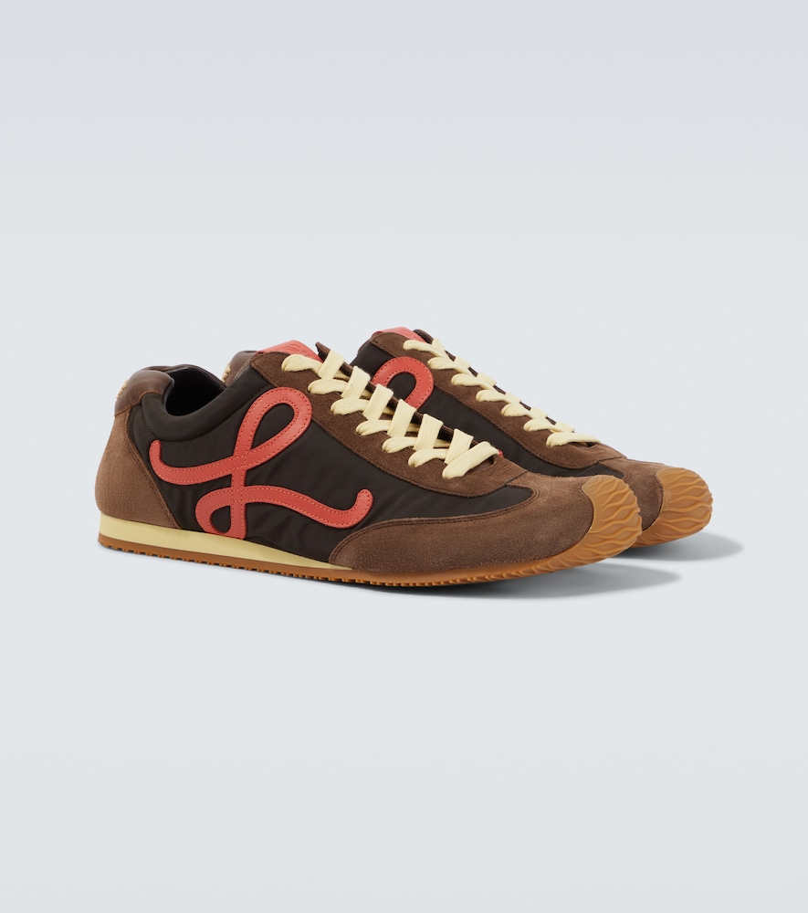Loewe Ballet Runner 2.0 Suede-trimmed Sneakers In Burgundy